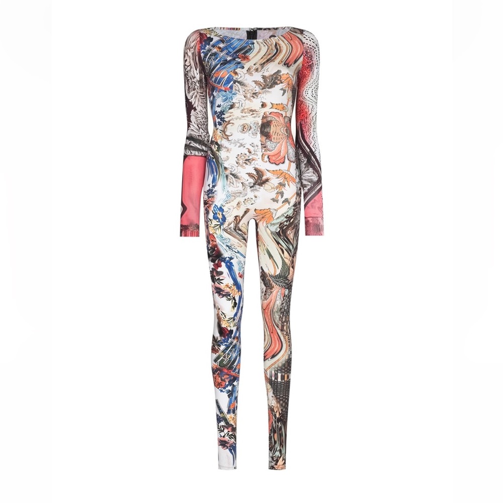 Marine Serre Melange long sleeve jumpsuit